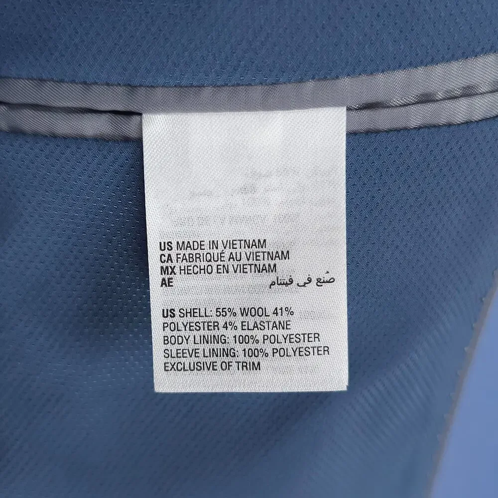 Bar III Mens Slim Fit 2 Piece Suit 34S 29x30 Light Blue Solid Power Stretch Wool